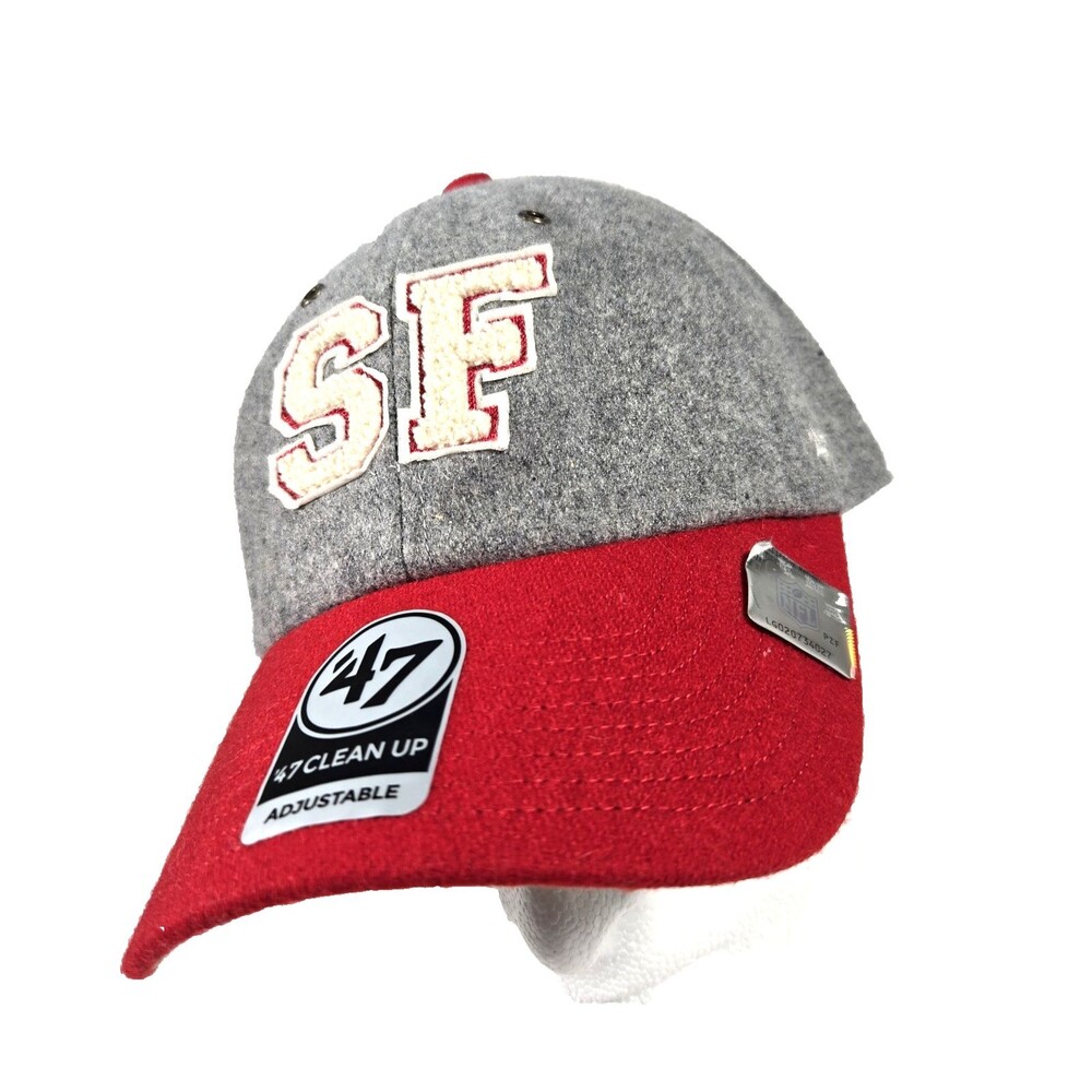 San Francisco 49ers 47 Brand Clean Up Hat Gray Red Adjustable NFL Cap NWT